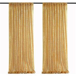 Gold Sequin Backdrop Curtain Panels Stage 2 Pieces 2FTx8FT Wedding Party
